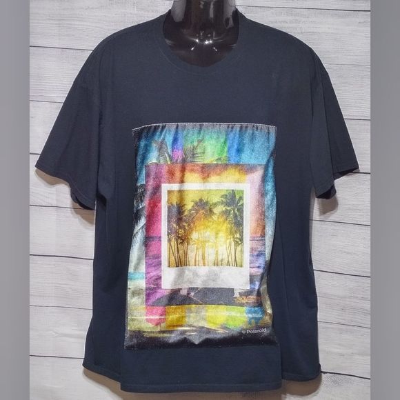 Polaroid Other - Polaroid Black Tee w/ Textured Tropical Palm Trees Sz 2XL
